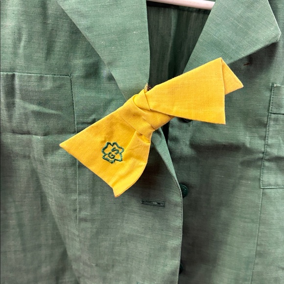 Vintage Girl Scouts Green Uniform Dress Girls Size 8 1/2 Retro - Picture 3 of 10